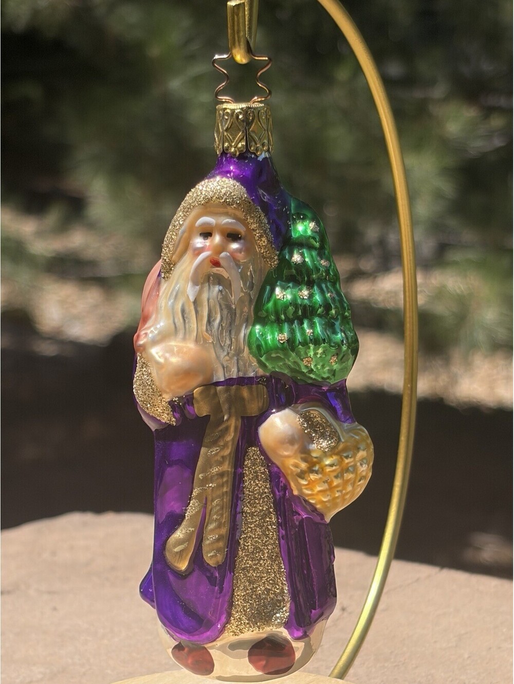 Old World Christmas-Inge Glas Purple Santa With Gifts 4.5” Excellent